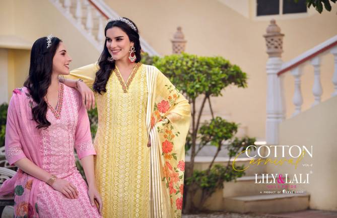 Cotton Carnival 2 By Lily And Lali schiffli Work Cotton Readymade Suits Wholesale Shop In Surat
